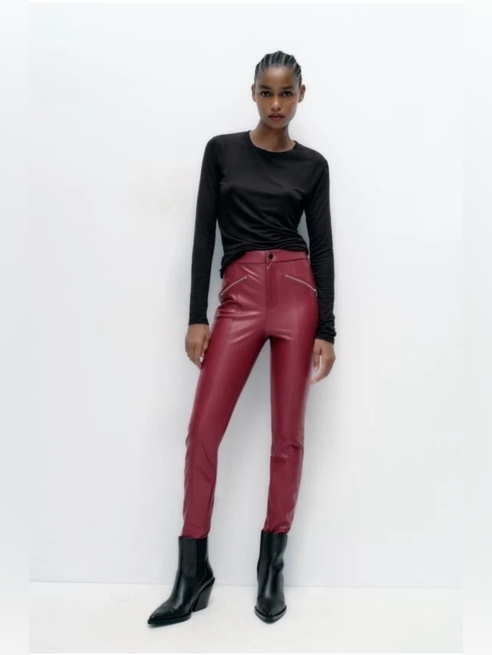 ZARA Zippered Faux Leather Leggings | Size M | NWT